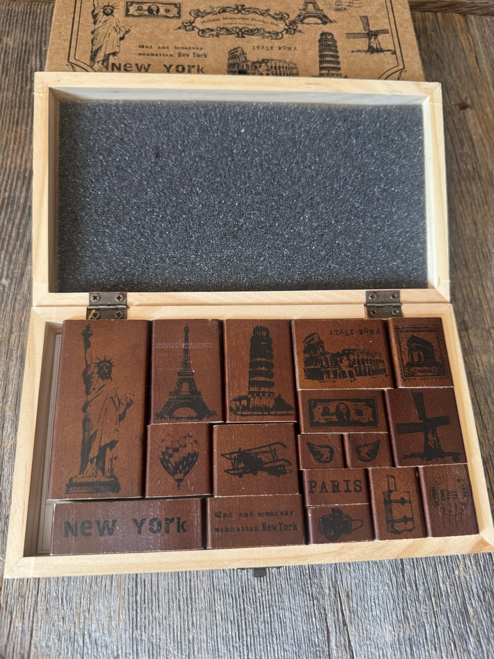 Vintage Travel Stamp Set in Box. NWT